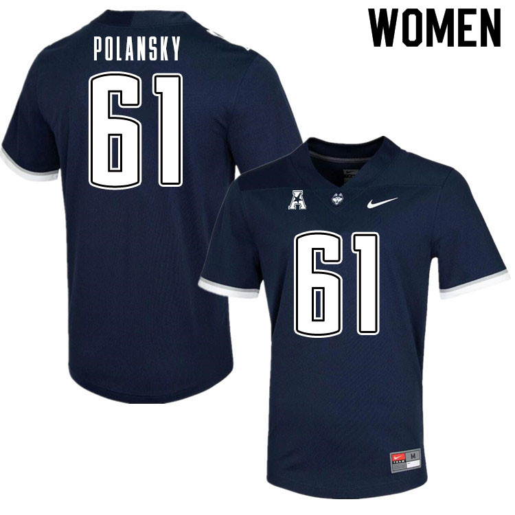 Women #61 Jesse Polansky Uconn Huskies College Football Jerseys Sale-Navy - Click Image to Close
